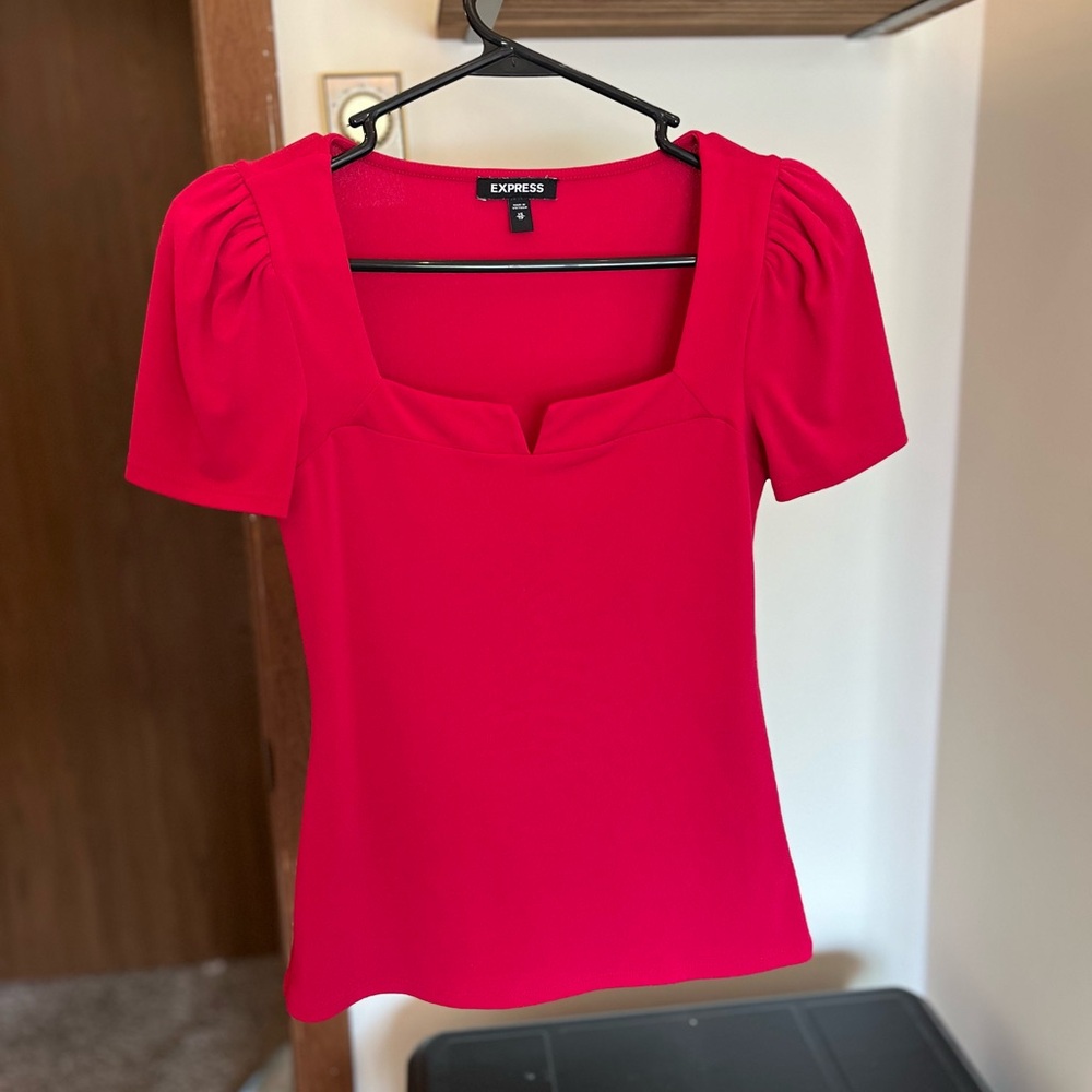 Express Red Fitted Blouse